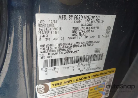 2015 Ford Expedition El Xlt from USA, damaged, VIN 1FMJK1JT2FEF20057